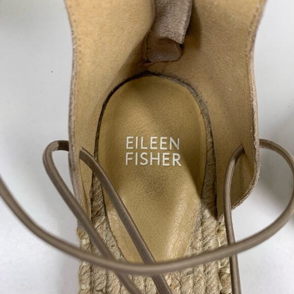 EILEEN FISHER Tan Nubuck Lace-Up Espadrille Sandals Size 8.5 - Picture 9 of 10